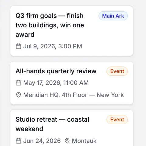 Company goals and upcoming events